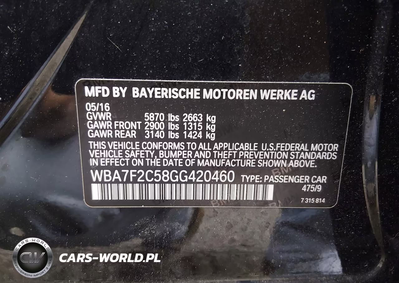 2016 BMW 750I xDrive VIN:WBA7F2C58GG420460 - 9