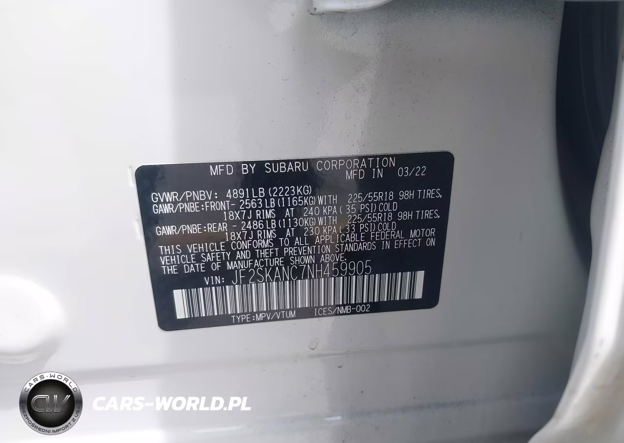 2022 Subaru Forester Limited VIN:JF2SKANC7NH459905 - 9