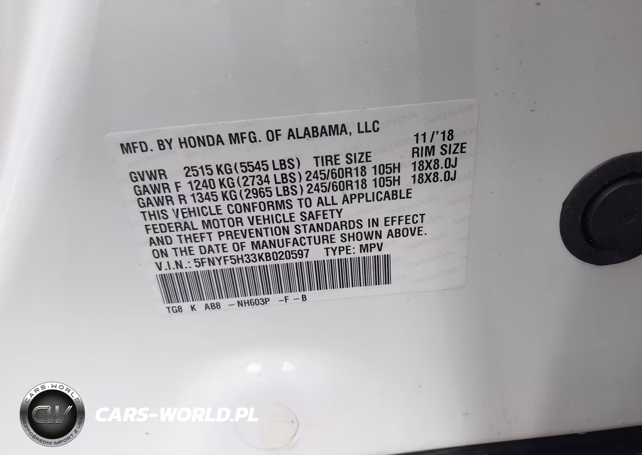 2019 Honda Pilot Ex VIN:5FNYF5H33KB020597 - 9