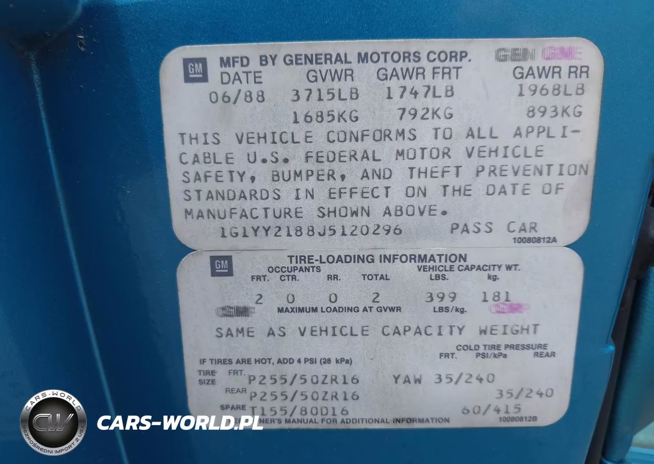 1988 Chevrolet Corvette VIN:1G1YY2188J5120296 - 9