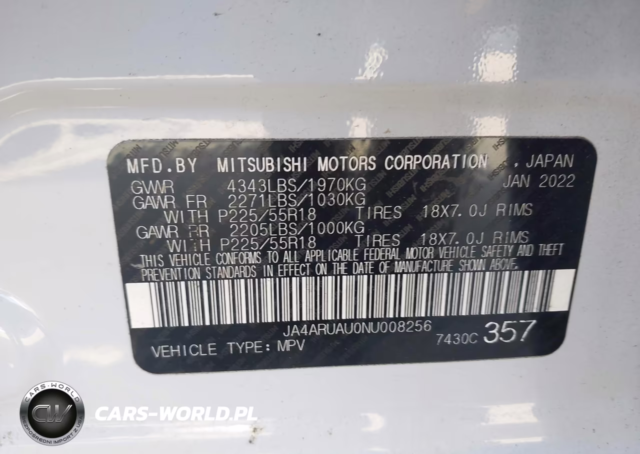 2022 Mitsubishi Outlander Sport 2.0 Be Awc-2.0 Es Awc-2.0 Le Awc-2.0 Se Awc-2.0 Se Special Edition Awc VIN:JA4ARUAU0NU008256 - 9
