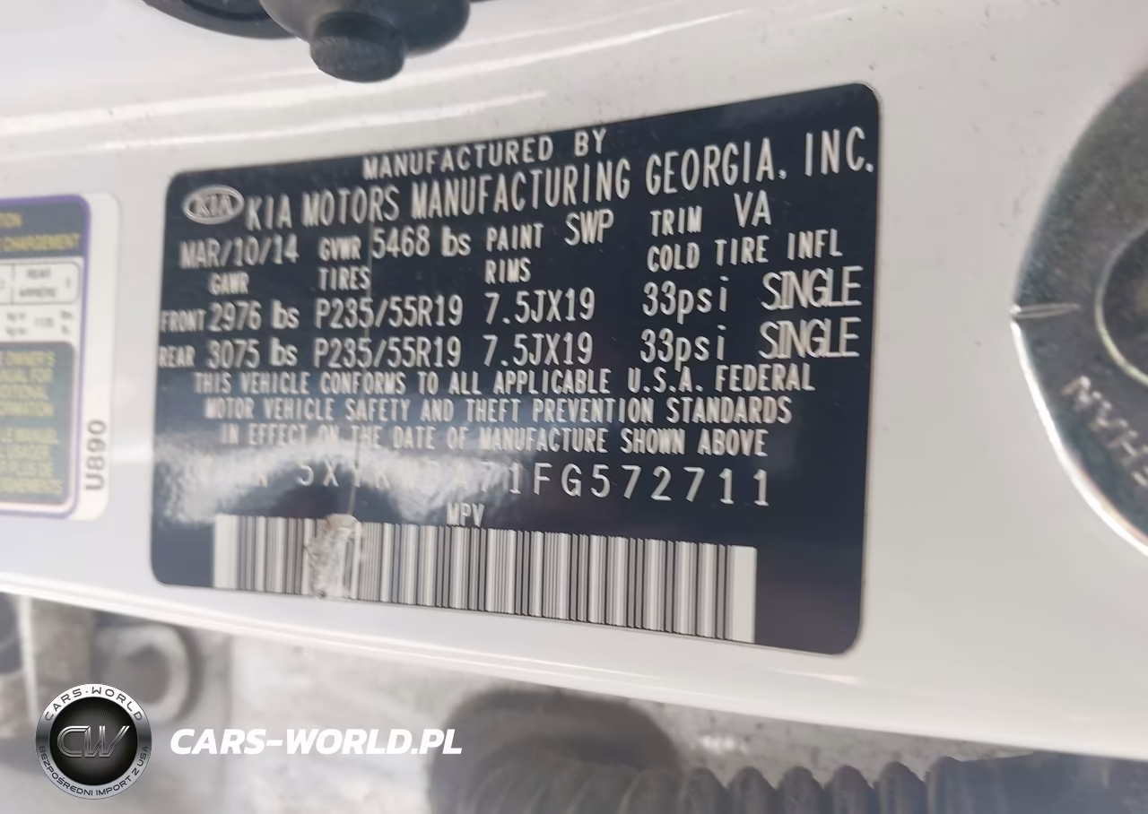 2015 Kia Sorento Limited V6 VIN:5XYKWDA71FG572711 - 9
