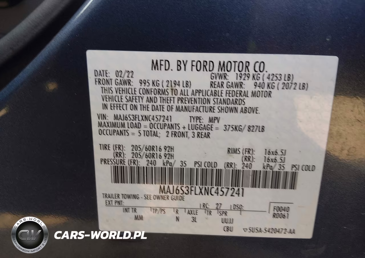 2022 Ford Ecosport S VIN:MAJ6S3FLXNC457241 - 9