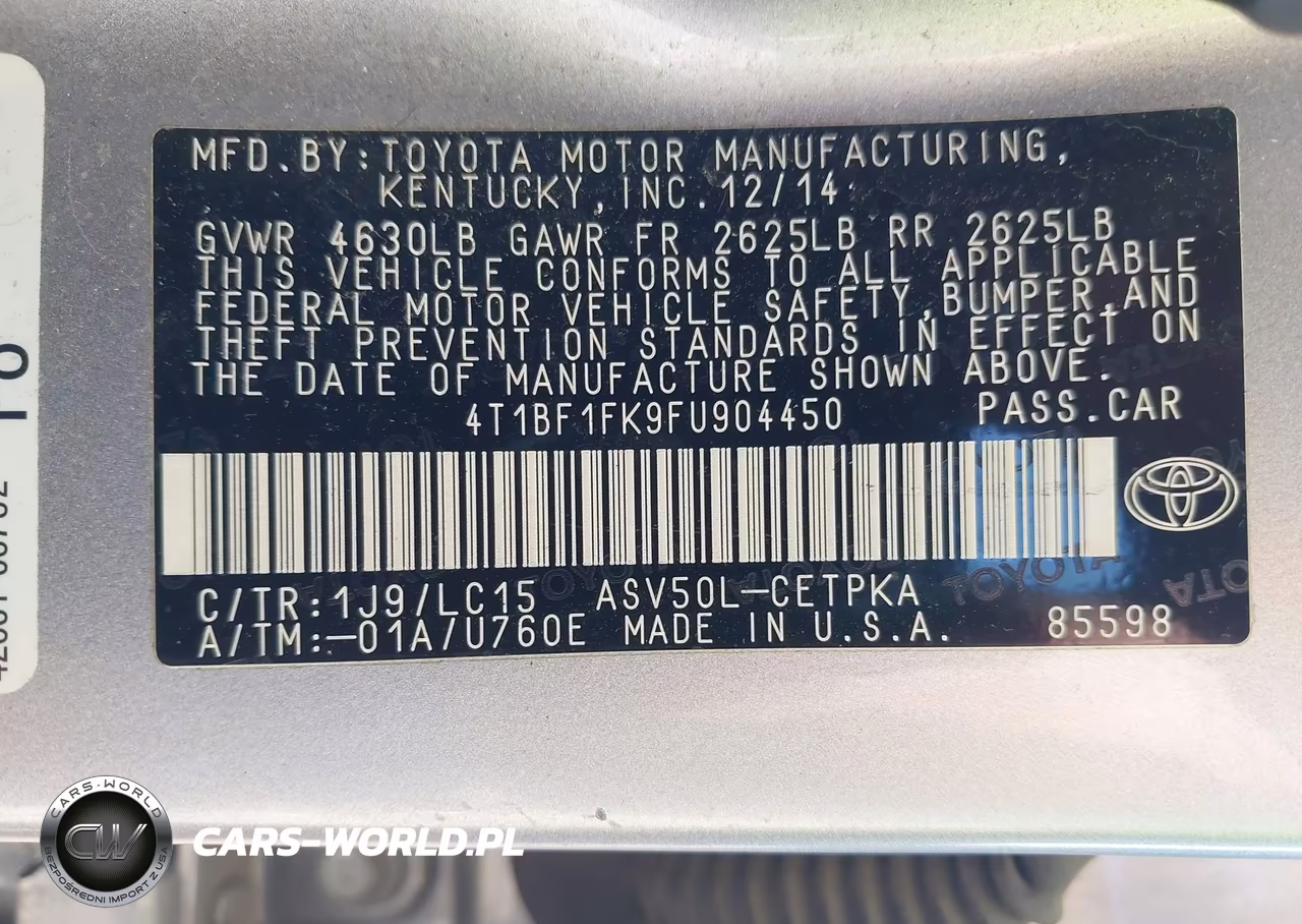 2015 Toyota Camry Xse VIN:4T1BF1FK9FU904450 - 9