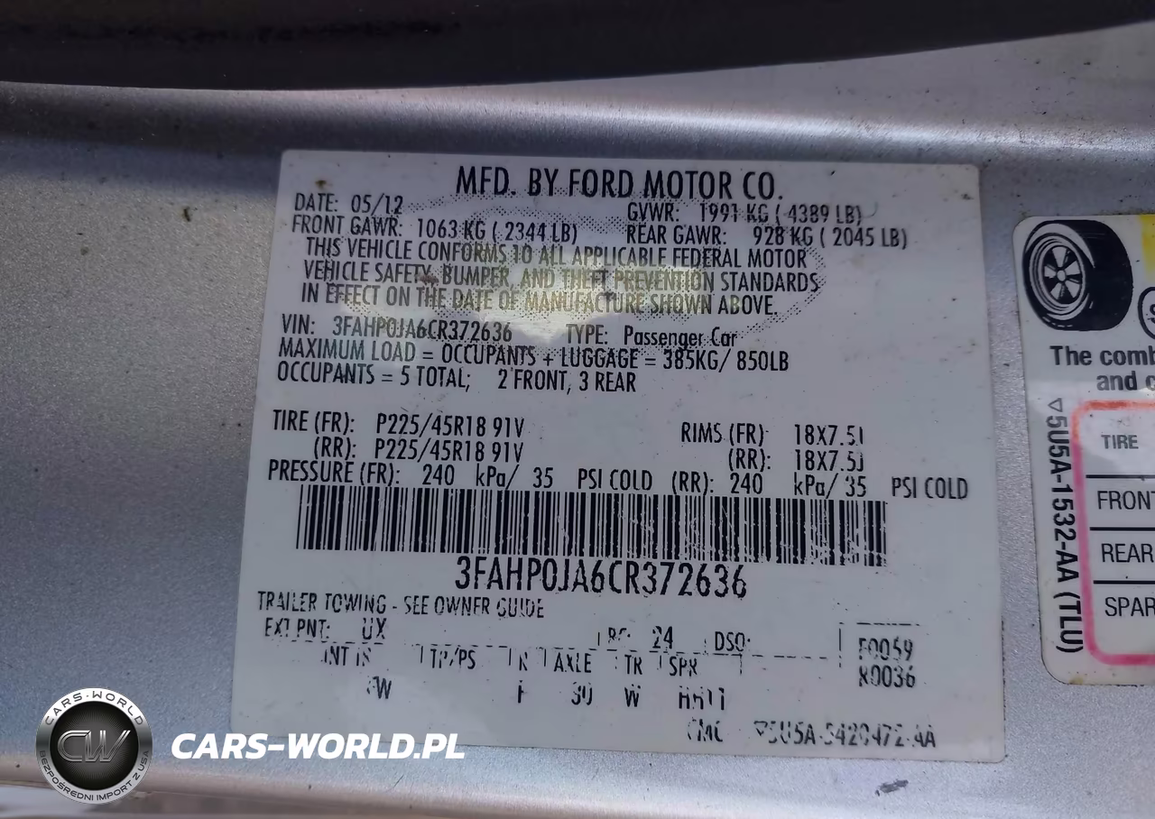2012 Ford Fusion Sel VIN:3FAHP0JA6CR372636 - 9