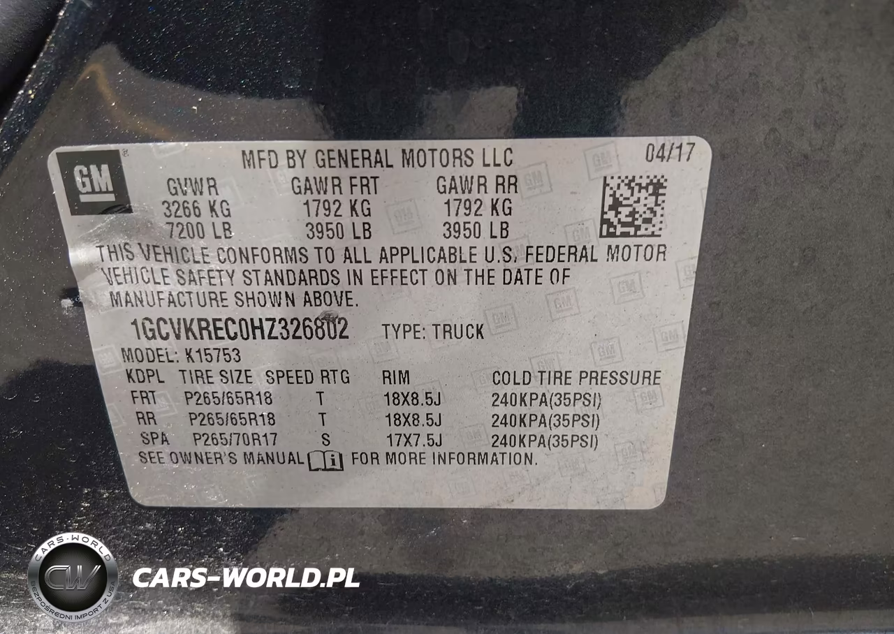 2017 Chevrolet Silverado 1500 2Lt VIN:1GCVKREC0HZ326802 - 9
