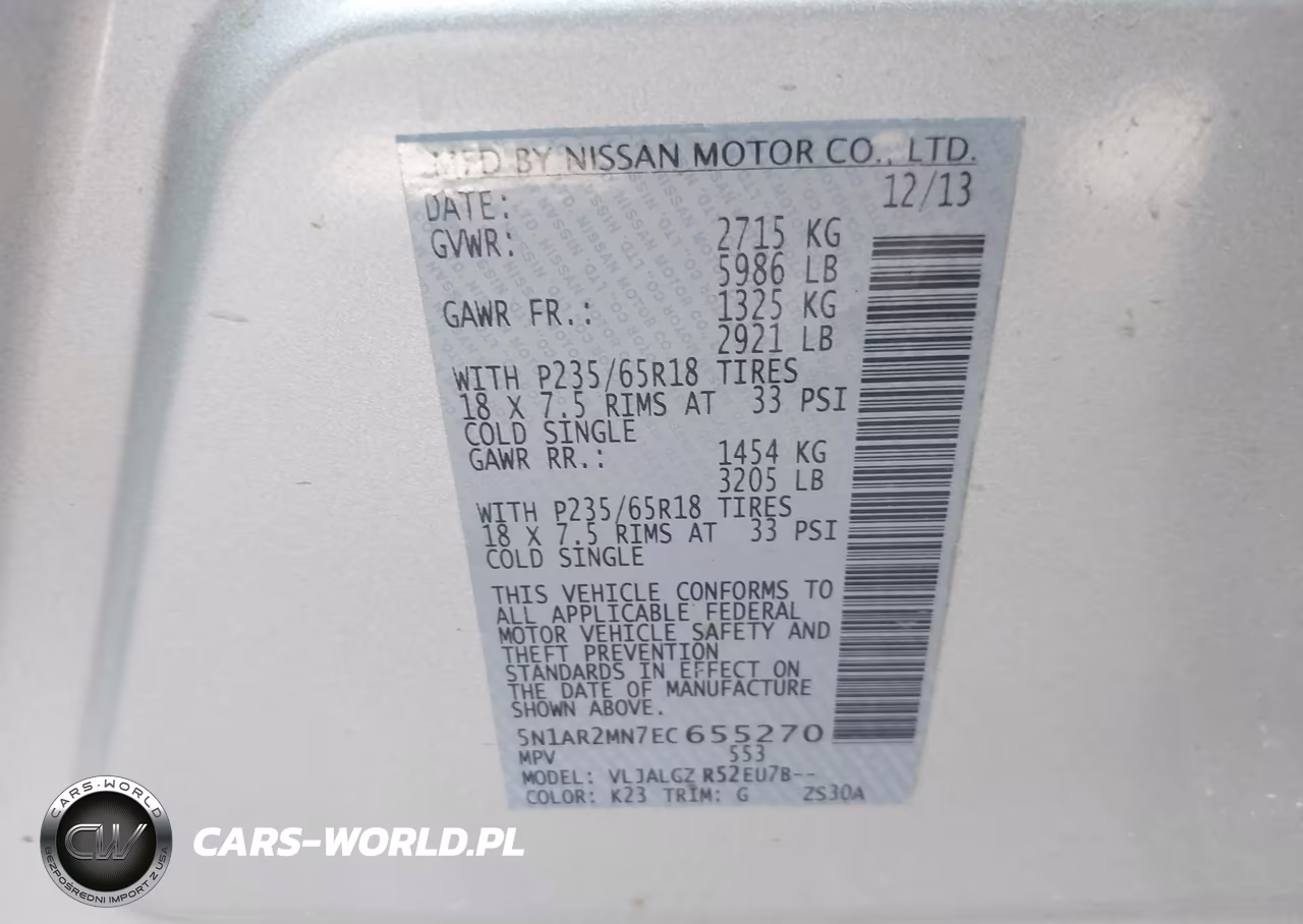 2014 Nissan Pathfinder Sl VIN:5N1AR2MN7EC655270 - 9