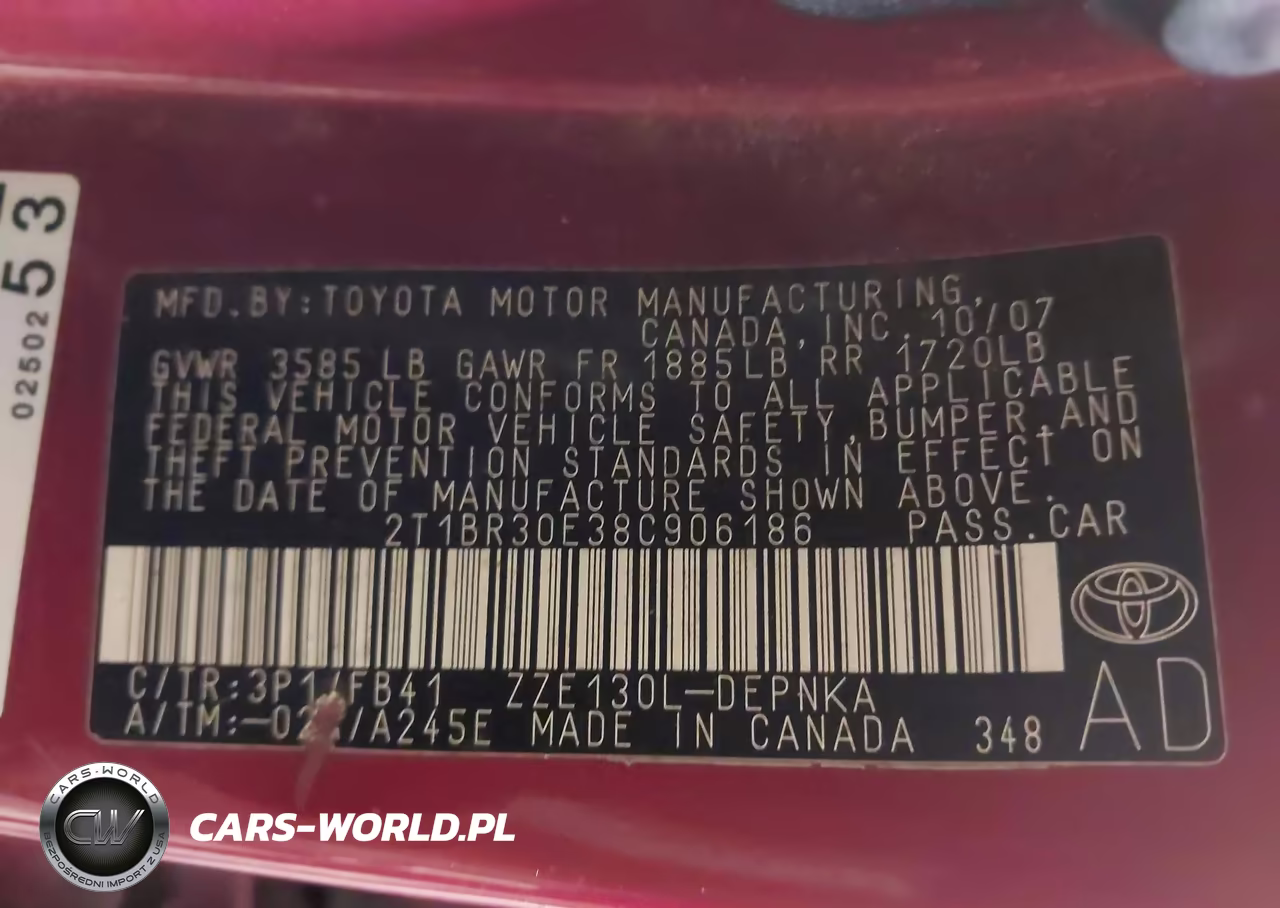 2008 Toyota Corolla Le VIN:2T1BR30E38C906186 - 9