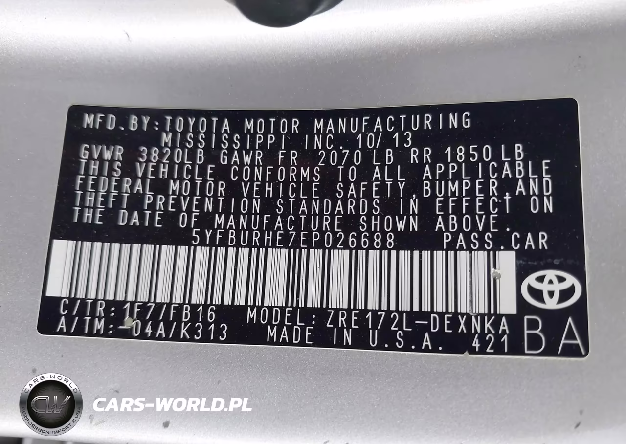 2014 Toyota Corolla Le VIN:5YFBURHE7EP026688 - 9