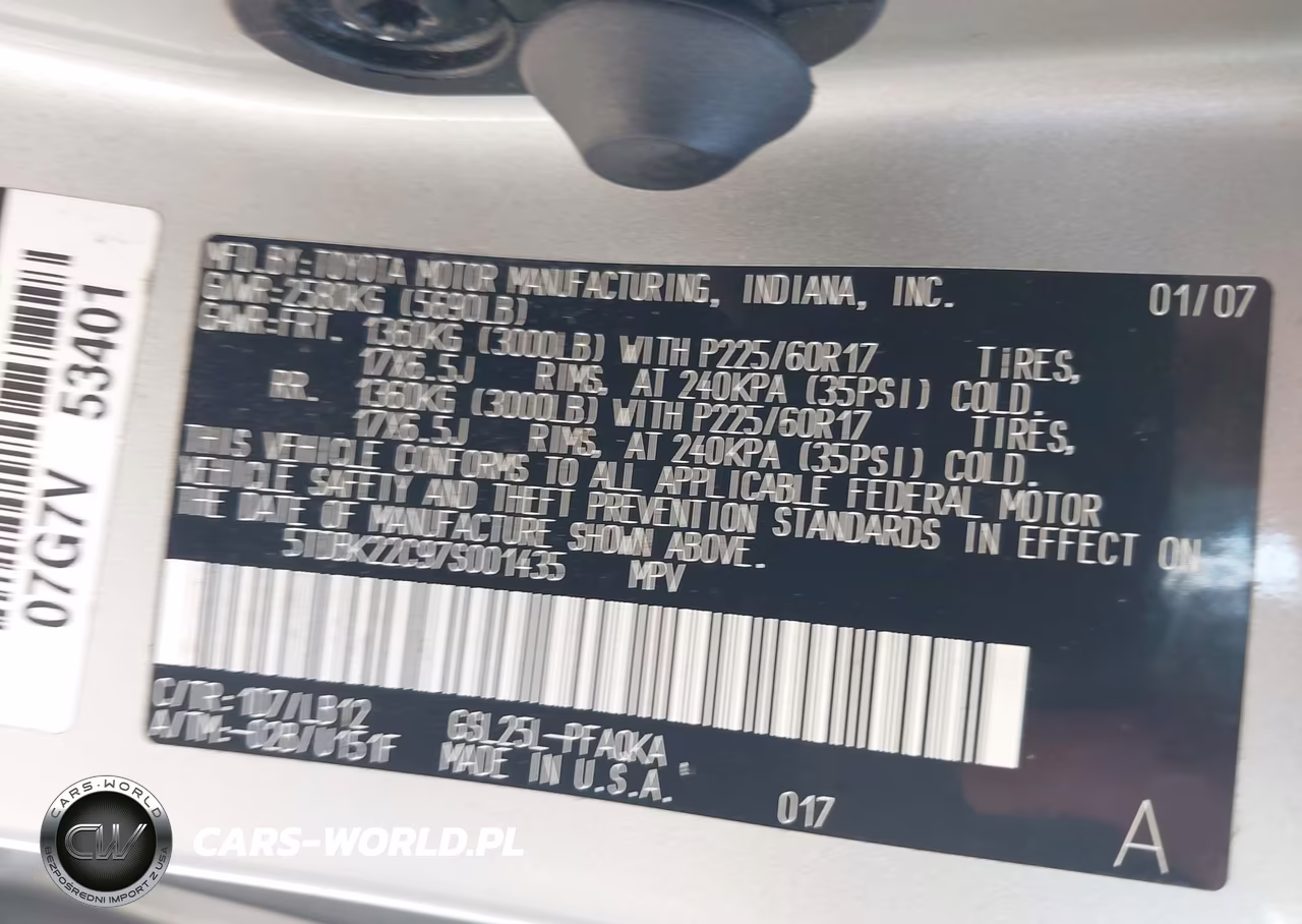 2007 Toyota Sienna Xle Limited VIN:5TDBK22C97S001435 - 9