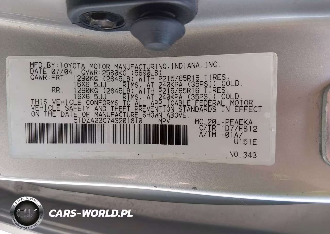 2004 Toyota Sienna Le VIN:5TDZA23C74S201810 - 9