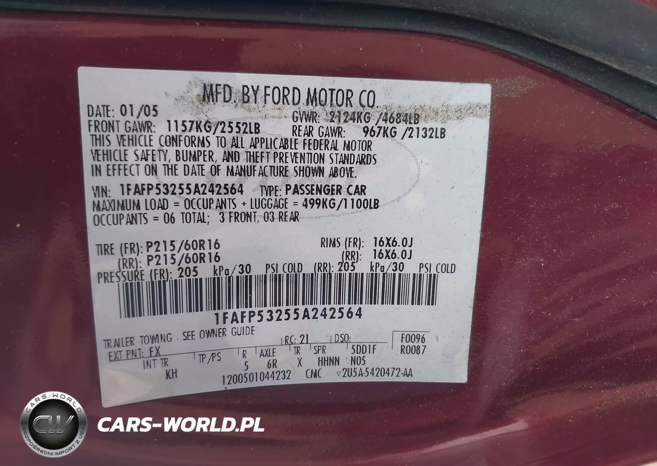 2005 Ford Taurus Se VIN:1FAFP53255A242564 - 9
