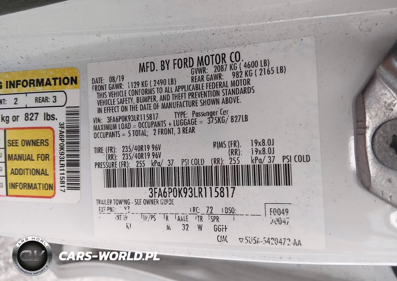 2020 Ford Fusion Titanium VIN:3FA6P0K93LR115817 - 9