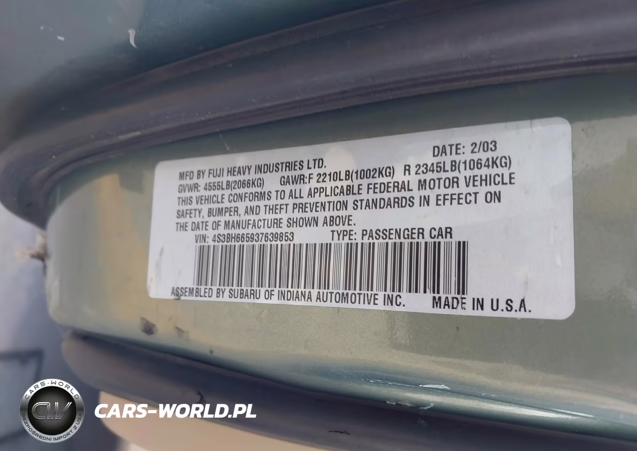 2003 Subaru Outback VIN:4S3BH665937639853 - 9