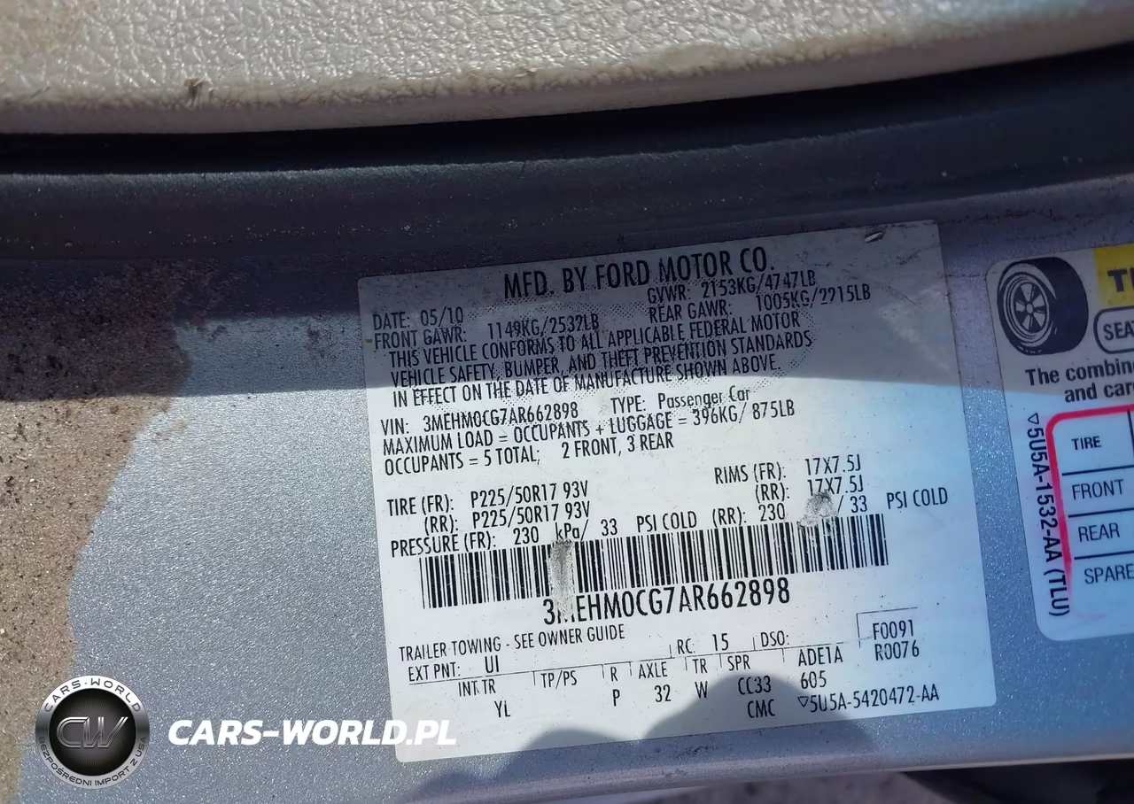 2010 Mercury Milan Premier VIN:3MEHM0CG7AR662898 - 9