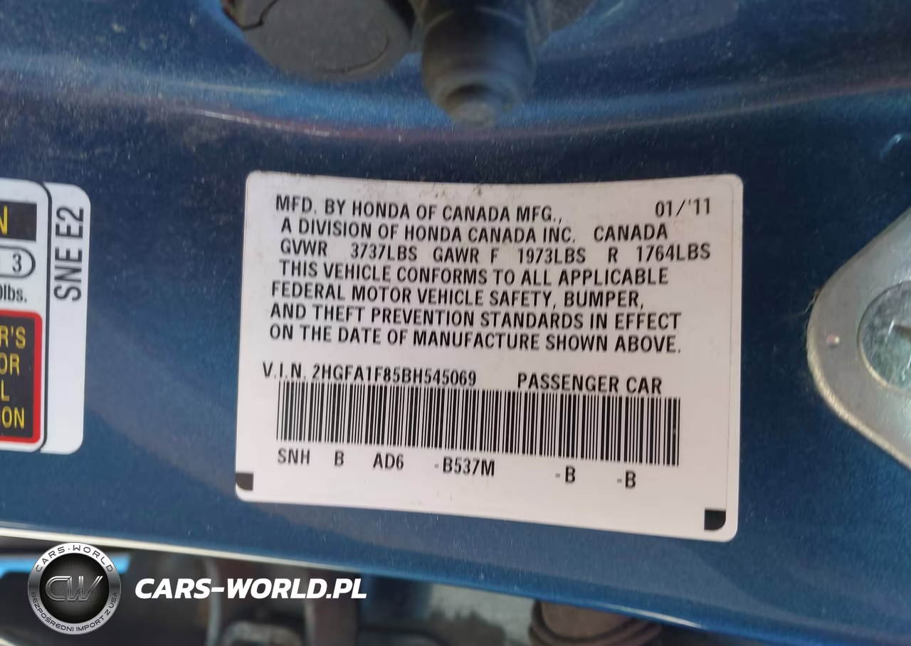 2011 Honda Civic Ex VIN:2HGFA1F85BH545069 - 9
