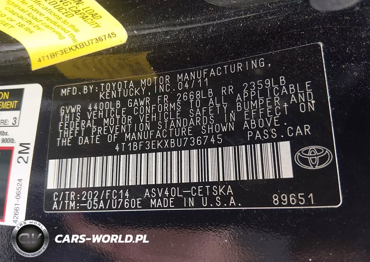 2011 Toyota Camry Se VIN:4T1BF3EKXBU736745 - 9