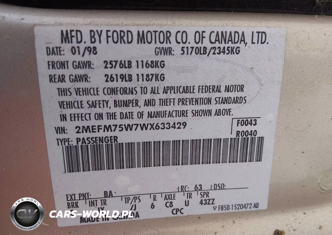 1998 Mercury Grand Marquis VIN:2MEFM75W7WX633429 - 9