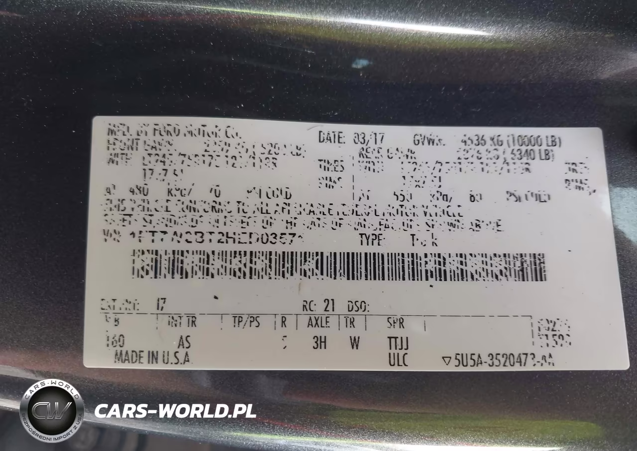 2017 Ford F-250 Xl VIN:1FT7W2BT2HED03571 - 9