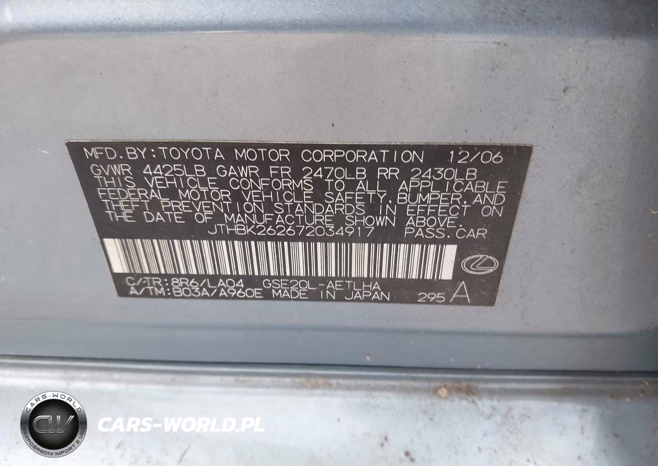 2007 Lexus Is 250 VIN:JTHBK262672034917 - 9
