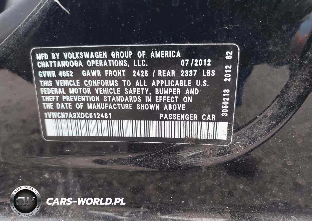 2013 Volkswagen Passat 2.0L Tdi Sel Premium VIN:1VWCN7A3XDC012481 - 9