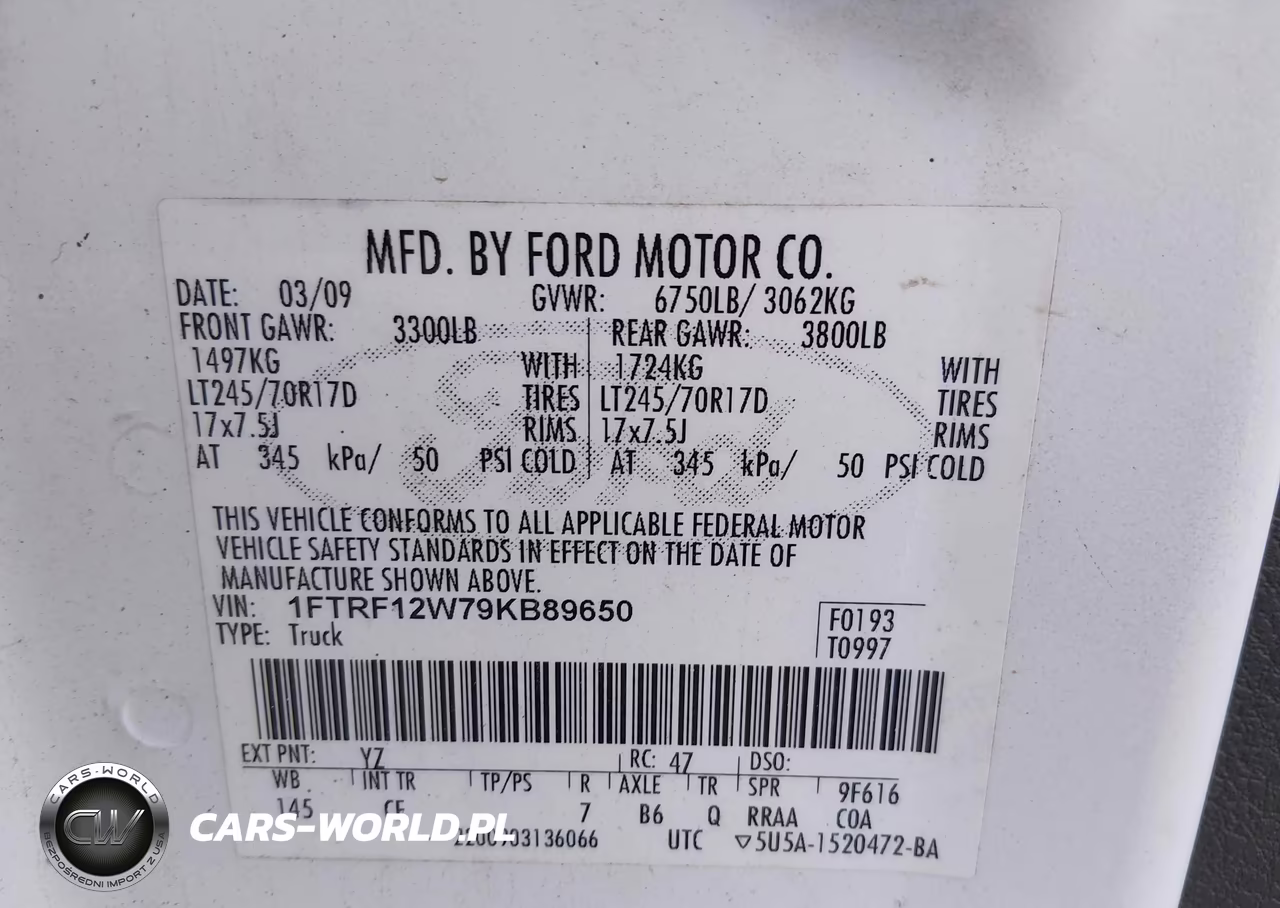 2009 Ford F-150 Stx-Xl-Xl W-Midbox Prep-Xlt-Xlt W-Midbox Prep VIN:1FTRF12W79KB89650 - 9