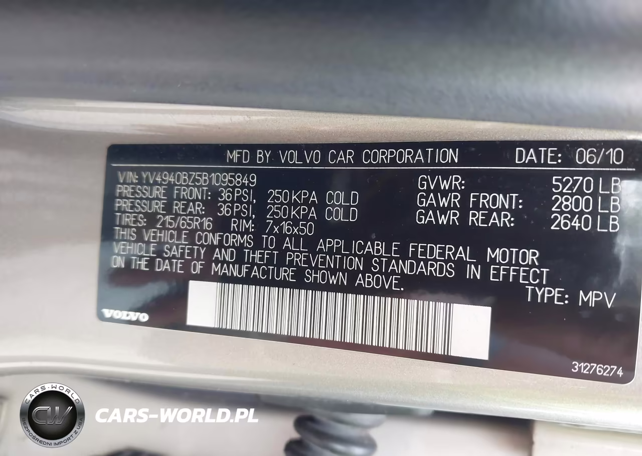 2011 Volvo Xc70 3.2 VIN:YV4940BZ5B1095849 - 9