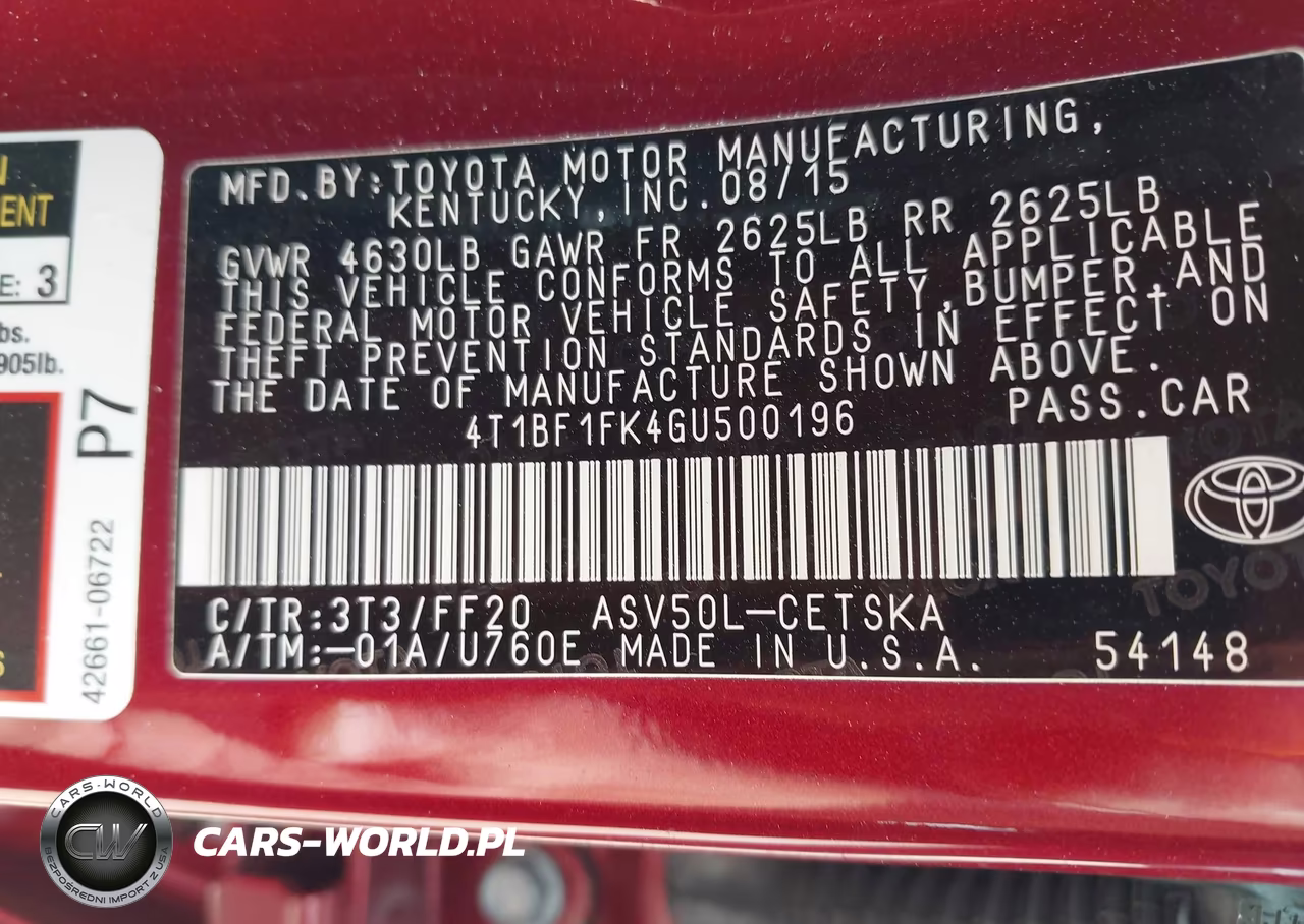 2016 Toyota Camry Se VIN:4T1BF1FK4GU500196 - 9