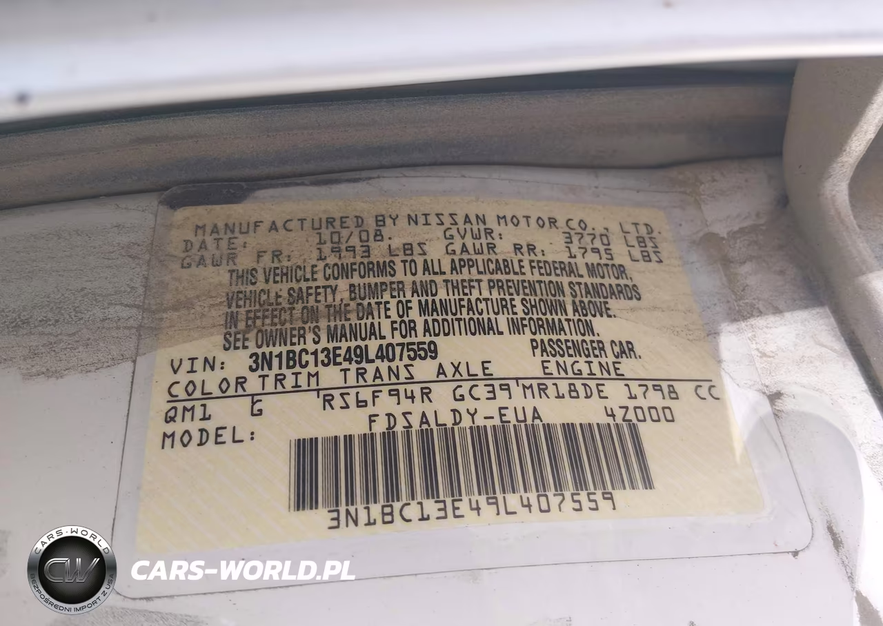 2009 Nissan Versa 1.8S VIN:3N1BC13E49L407559 - 9