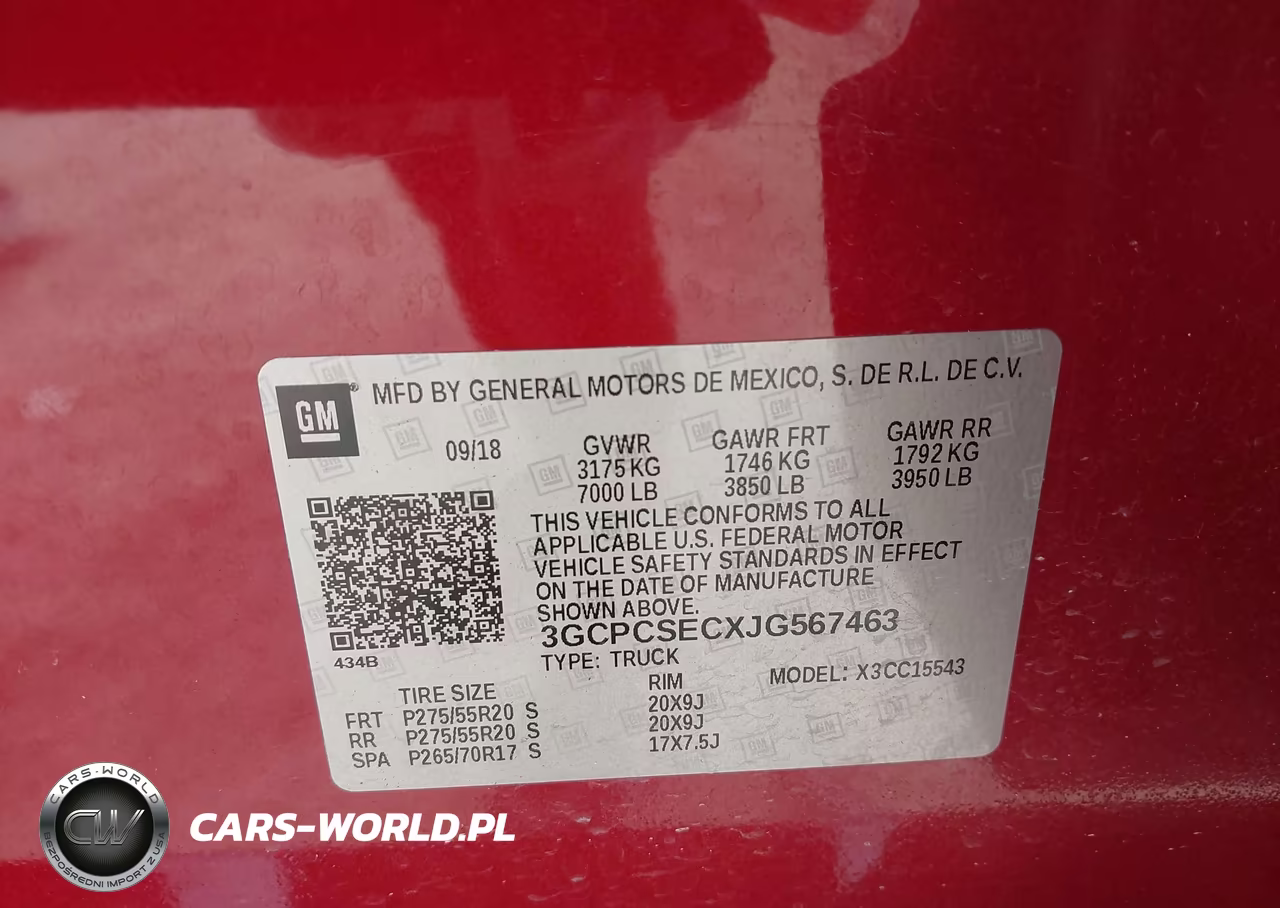 2018 Chevrolet Silverado 1500 1Lz VIN:3GCPCSECXJG567463 - 9
