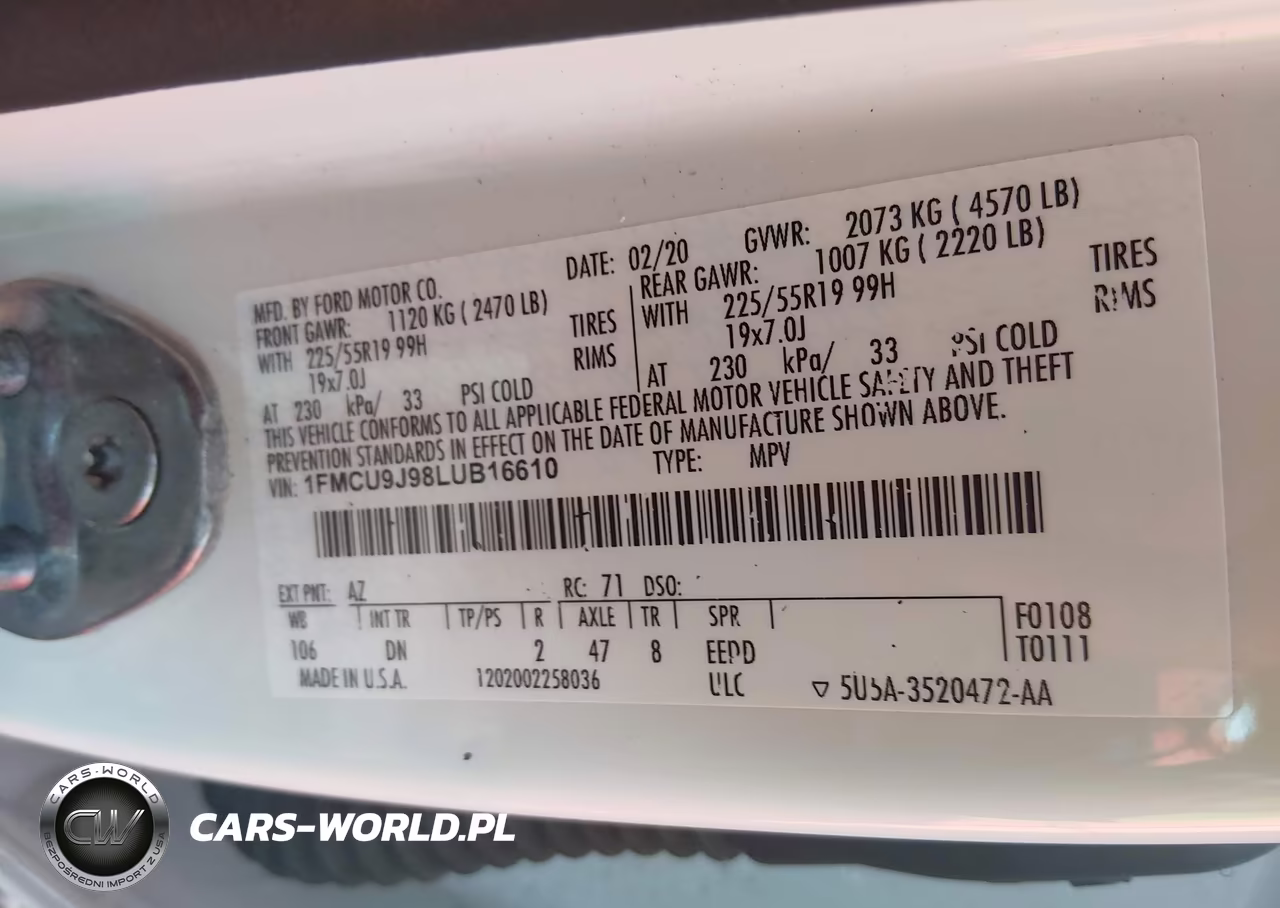 2020 Ford Escape Titanium VIN:1FMCU9J98LUB16610 - 9