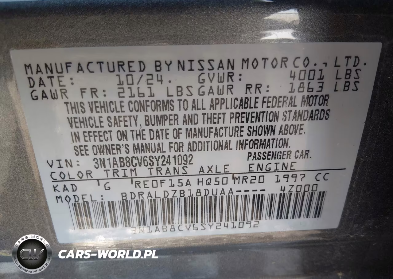 2025 Nissan Sentra Sv VIN:3N1AB8CV6SY241092 - 9