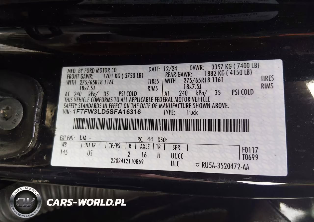 2025 Ford F-150 Xlt VIN:1FTFW3LD5SFA16316 - 9