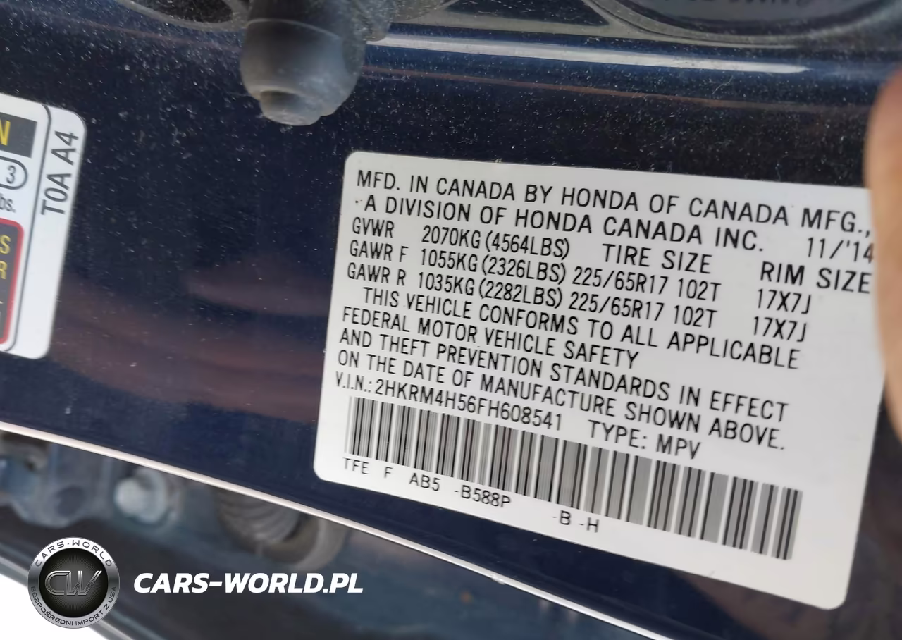 2015 Honda Cr-V Ex VIN:2HKRM4H56FH608541 - 9