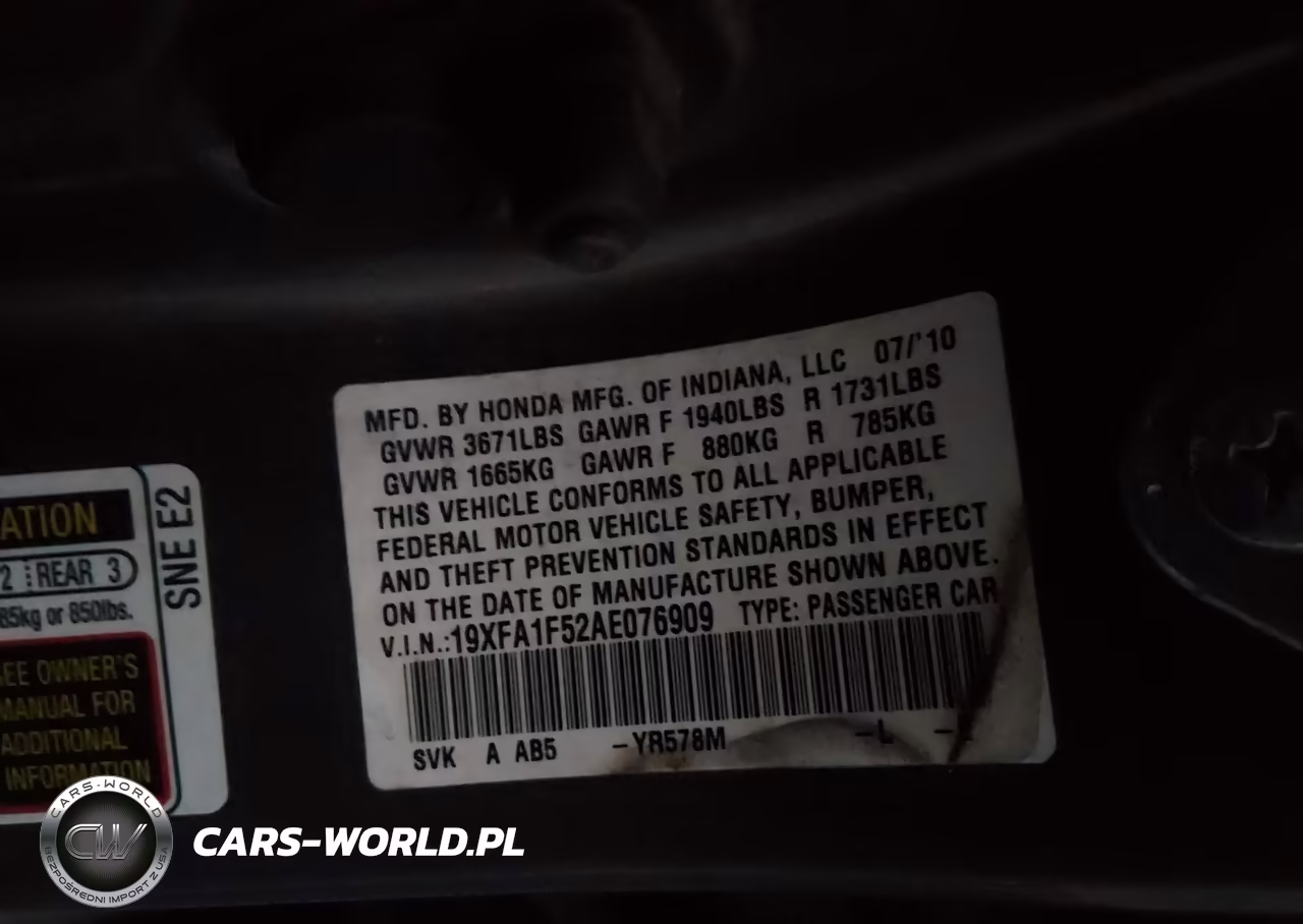 2010 Honda Civic Lx VIN:19XFA1F52AE076909 - 9