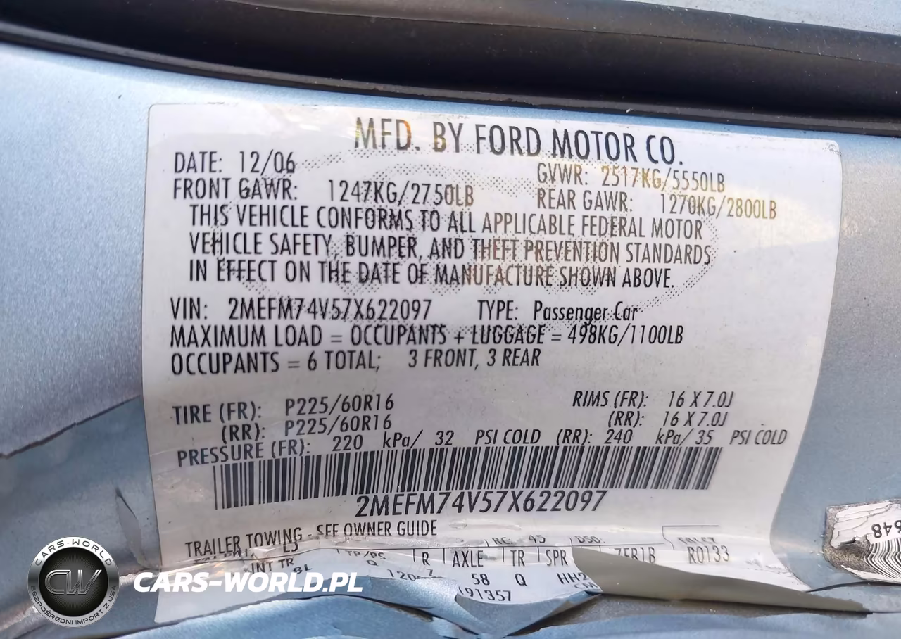 2007 Mercury Grand Marquis Gs VIN:2MEFM74V57X622097 - 9