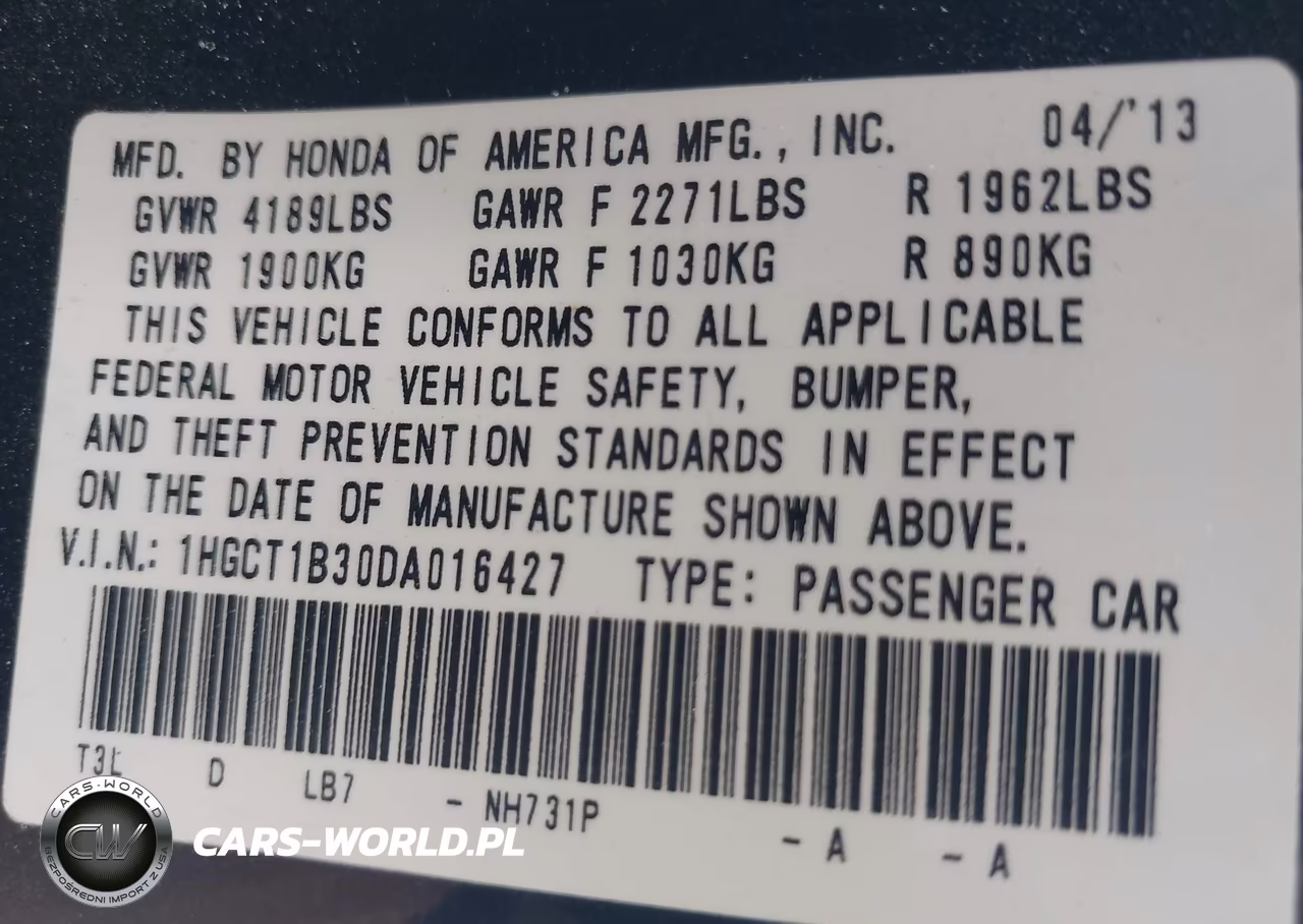 2013 Honda Accord Lx-S VIN:1HGCT1B30DA016427 - 9