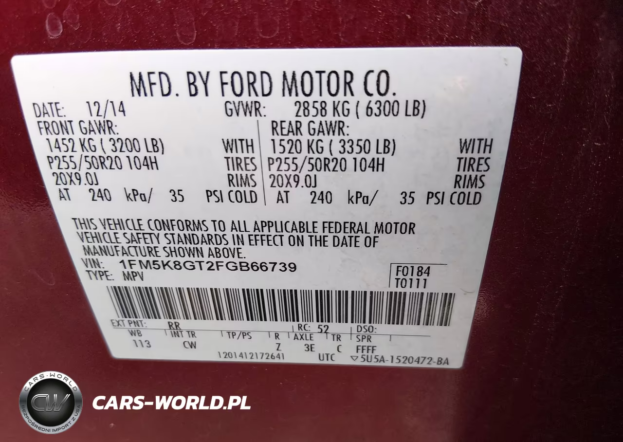 2015 Ford Explorer Sport VIN:1FM5K8GT2FGB66739 - 9