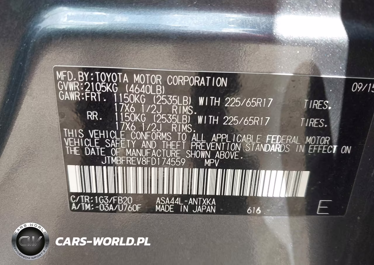 2015 Toyota Rav4 Le VIN:JTMBFREV8FD174559 - 9