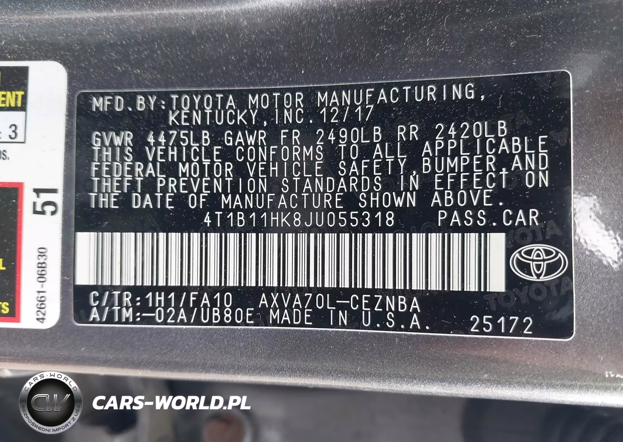 2018 Toyota Camry Le VIN:4T1B11HK8JU055318 - 9