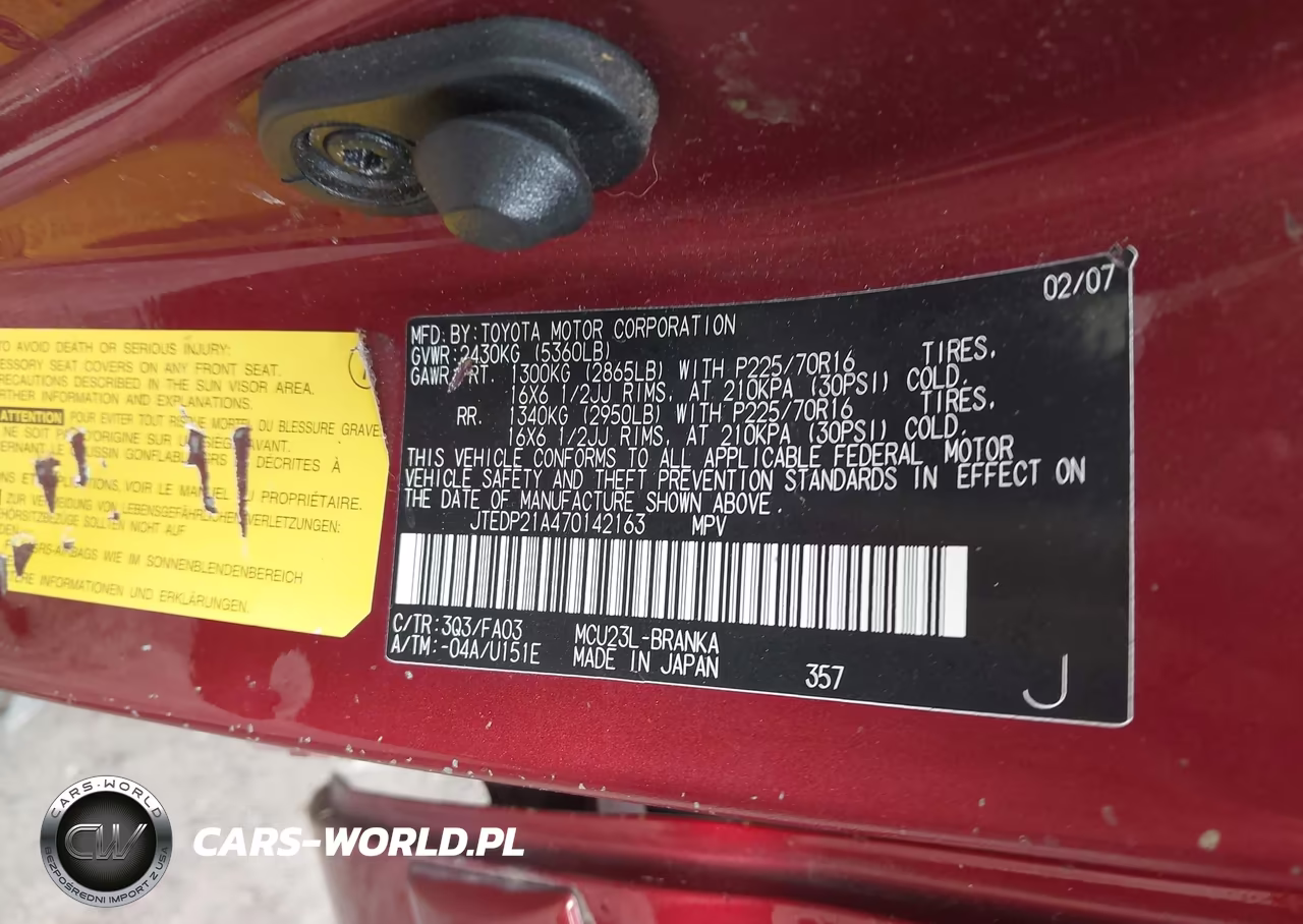 2007 Toyota Highlander 3Rd Row VIN:JTEDP21A470142163 - 9