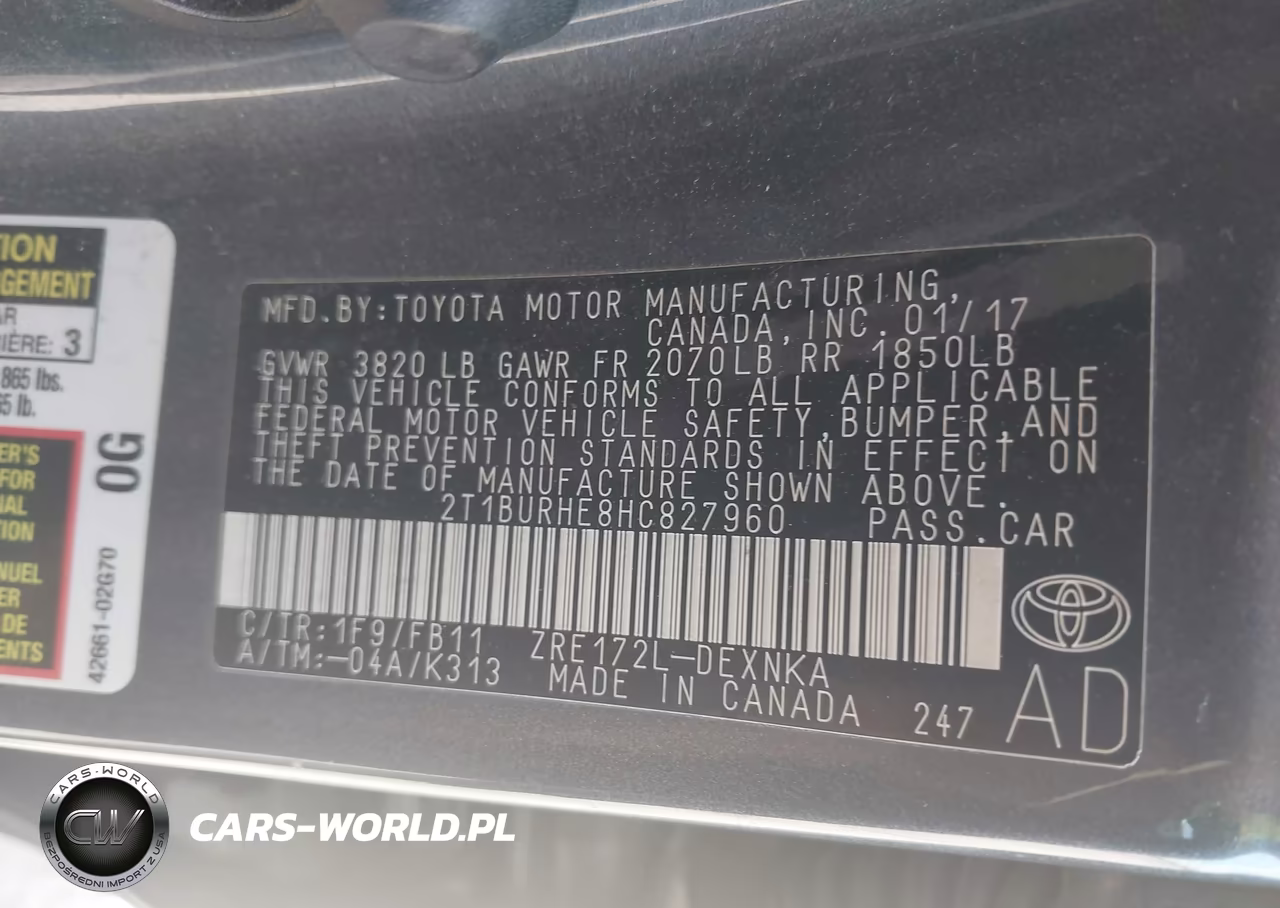 2017 Toyota Corolla Le VIN:2T1BURHE8HC827960 - 9