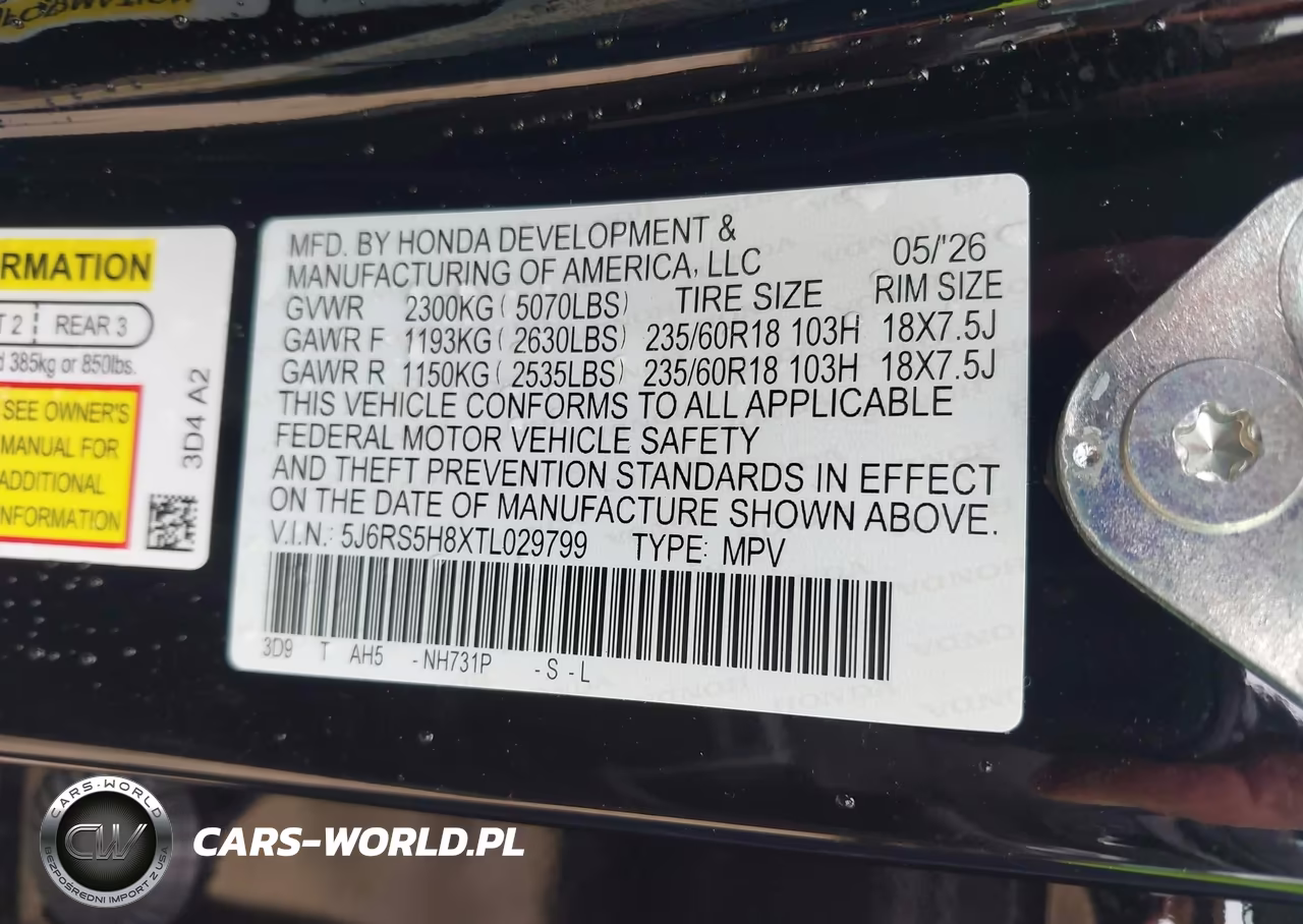 2026 Honda Cr-V Hybrid 2Wd Sport-L VIN:5J6RS5H8XTL029799 - 9