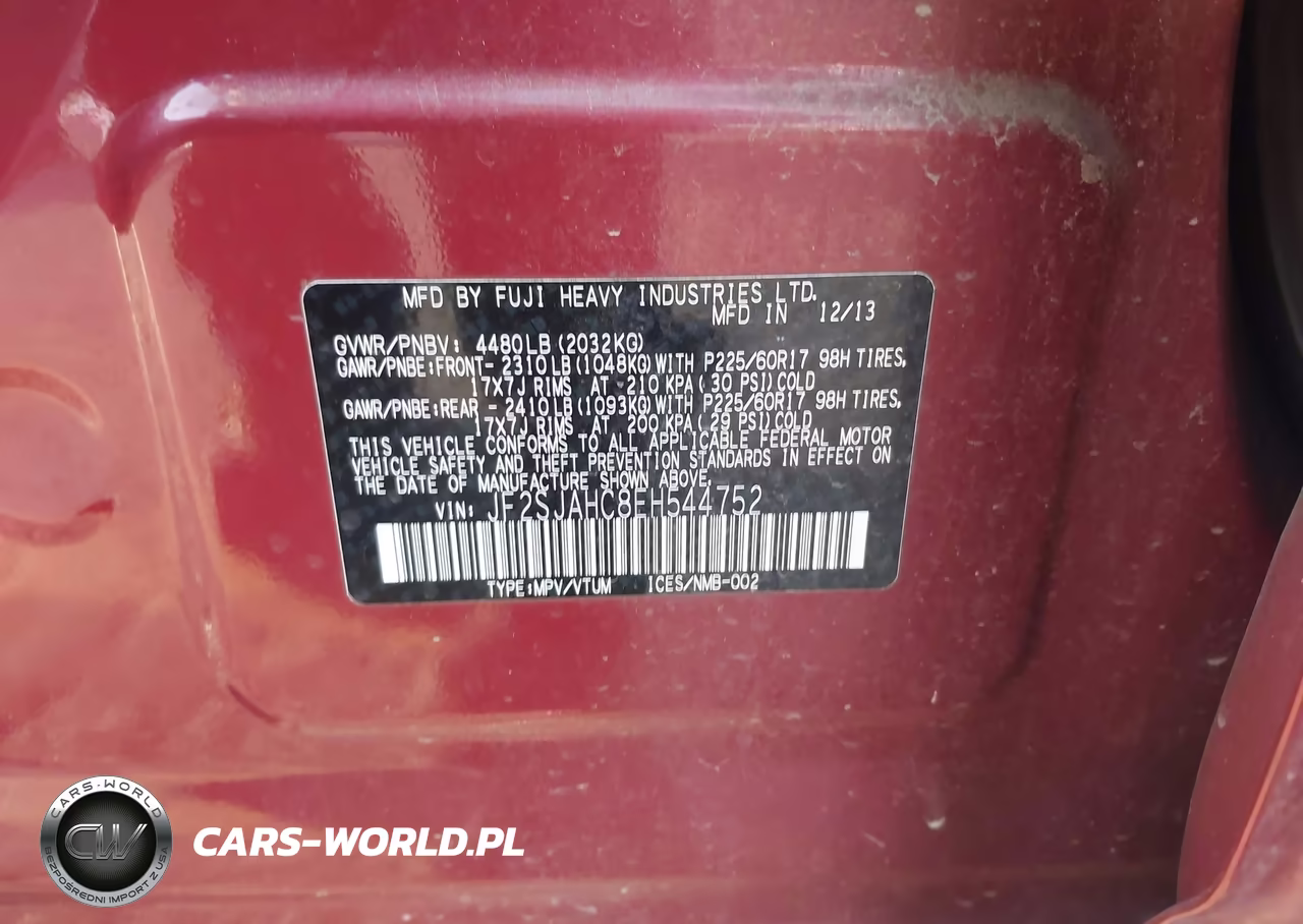 2014 Subaru Forester 2.5I Limited VIN:JF2SJAHC8EH544752 - 9