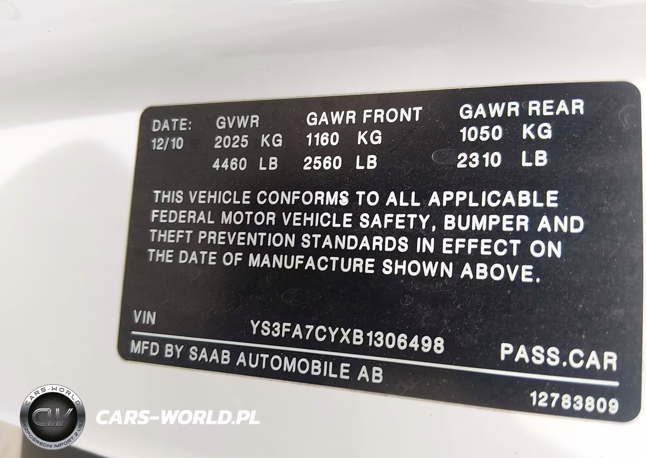 2011 Saab 9-3 Turbo4 VIN:YS3FA7CYXB1306498 - 9