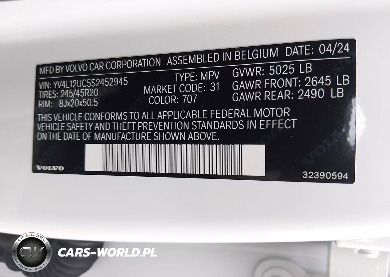 2025 Volvo Xc40 B5 Plus Dark Theme VIN:YV4L12UC5S2452945 - 9