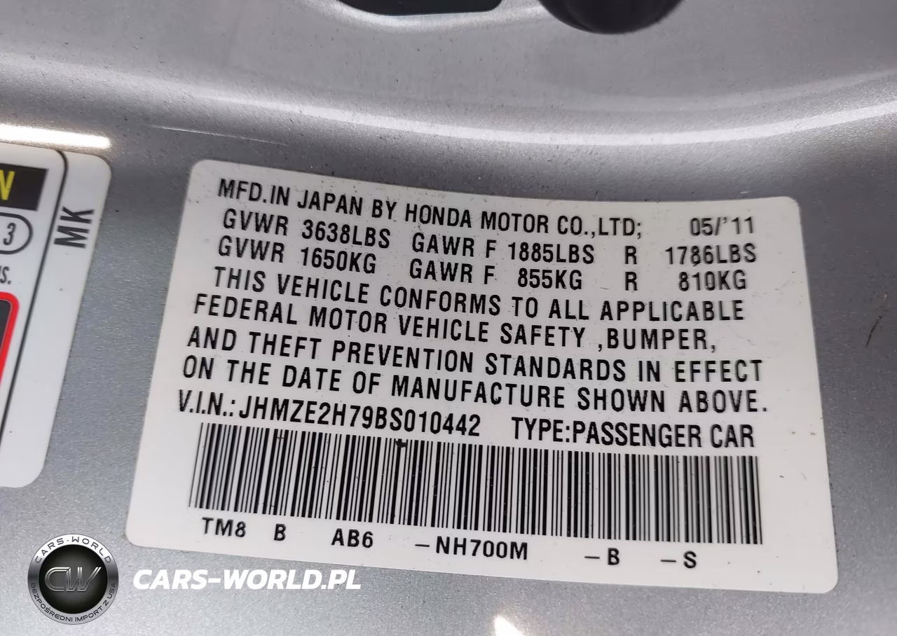 2011 Honda Insight Ex VIN:JHMZE2H79BS010442 - 9