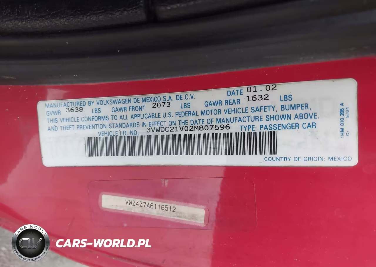 2002 Volkswagen Cabrio Glx VIN:3VWDC21V02M807596 - 9