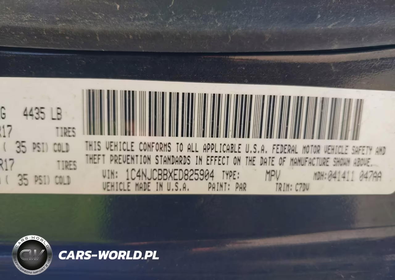 2014 Jeep Compass Sport VIN:1C4NJCBBXED825904 - 9