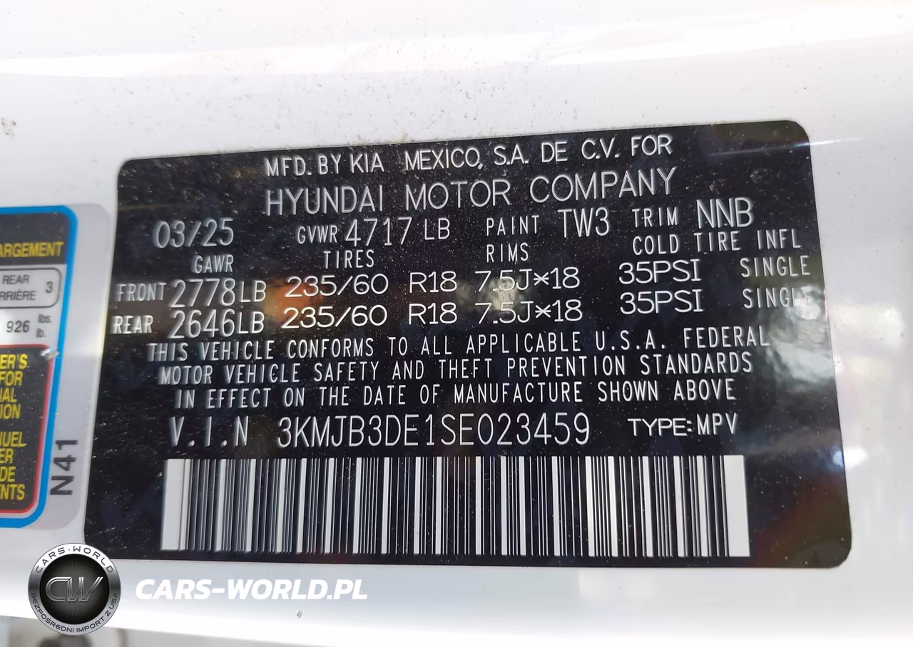 2025 Hyundai Tucson Sel VIN:3KMJB3DE1SE023459 - 9
